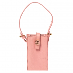 Pre Owned Chanel Pink Leather Vintage CC Phone Holder