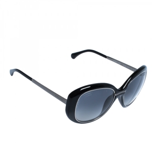 Pre Owned نظارة شمسية شانيل رصاصي/سوداء إستقطابية متدرجة كبيرة