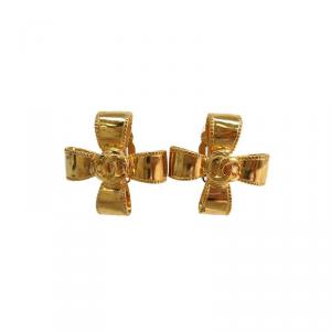 Pre Owned أقراط شانيل CC كروس بكليب ذهبي اللون