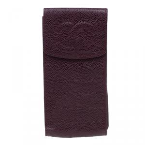 Pre Owned Chanel Burgundy Leather CC iPhone Case