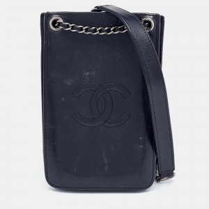 Chanel Black Leather CC Crossbody Phone Holder