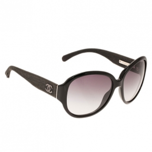 Pre Owned Chanel Black Denim CC Sunglasses