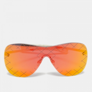 Pre Owned Chanel Red 71158 Mirror Quilted Runway Shield Sunglasses