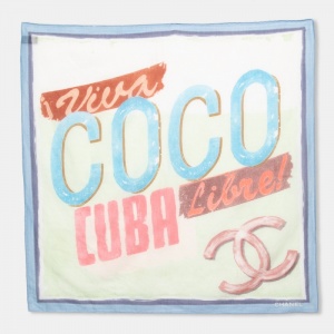 Chanel Green Coco Cuba Cotton Square Scarf