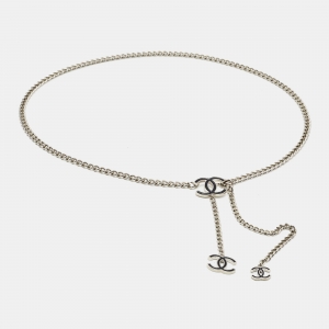 Chanel Silver Tone Enamel CC Charm Chain Belt