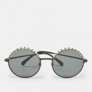 Chanel Black Pearl Embellished 4234H Round Sunglasses