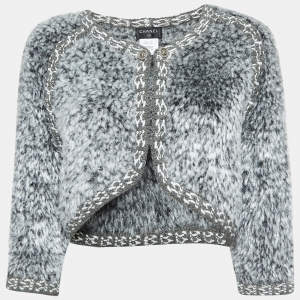 Chanel Grey Fur Cropped Jacket S