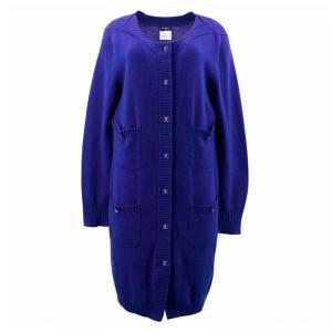Chanel Electric Blue Cashmere Long Cardigan XL