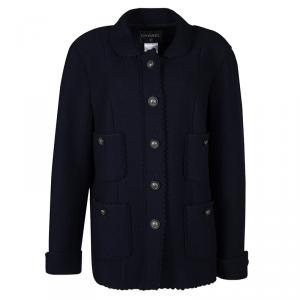 Chanel Navy Blue Wool Scallop Trim Detail Jacket XXL