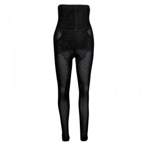 Chanel Black Perforated High Waist Trousers M