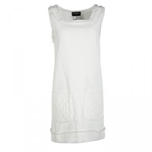 Chanel Ivory Velvet Fringed Trim Detail Sleeveless Dress S