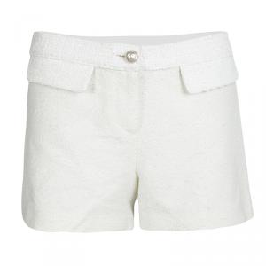 Chanel Off White High Waist Textured Shorts M