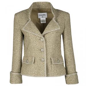 Chanel Beige Lurex Knit Textured Blazer S