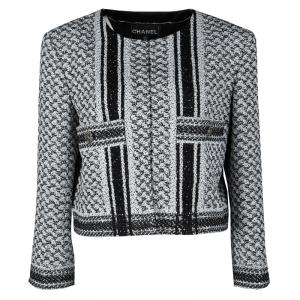 Chanel Monochrome Textured Sequined Jacket XL