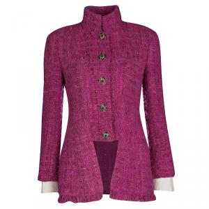 Chanel Pink Textured Contrast Cuff Maharaja Jacket M