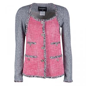 Chanel Multicolor Contrast Panel Detail Textured Jacket S