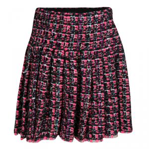 Chanel Multicolor Lurex Detail Textured Pleated Mini Skirt S
