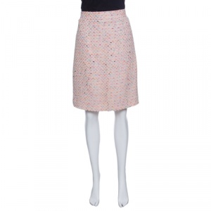 Chanel Vintage Pink Textured Pencil Skirt L