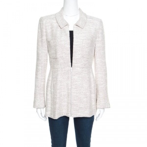 Chanel Vintage Multicolor Textured Zip Front Peplum Jacket M