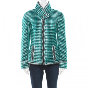 Chanel Turquoise Patterned Cotton Jacquard Paris-Seoul Blazer S