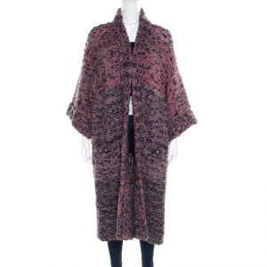 Chanel Marled Pink Mohair and Wool blend Chunky Knit Cardigan M