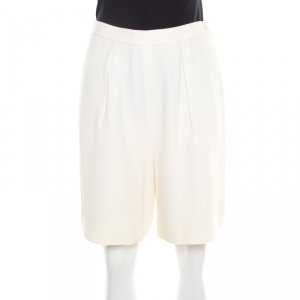 Chanel Cream Textured High Waist Shorts M