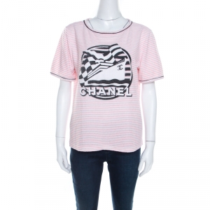 Chanel Light Pink Terry Crew Neck T-Shirt M 