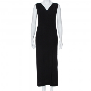 Pre Owned Chanel Fitted Wool Maxi Dress M
