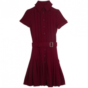 Chanel Oxblood Pleated Tweed Dress S