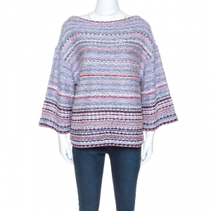 Chanel Multicolor Tweed Bateau Neck Sweater L