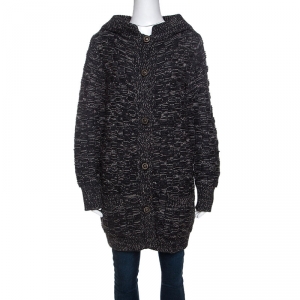 Chanel Grey Cashmere Knit Button Front Cardigan S