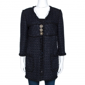 Chanel Midnight Blue Lurex Textured Knit Jacket M