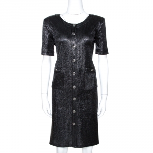 Chanel Metallic Lurex Knit Shift Dress M