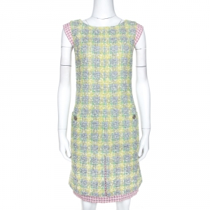 Chanel Multicolor Boucle Tweed Shift Dress M
