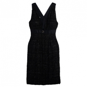 Pre Owned Chanel Black Tweed Dress M
