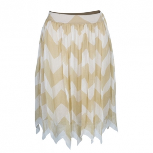 Chanel Chevron Print Silk Chiffon Skirt M