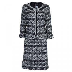 Chanel Black and White Textured Skirt Suit M