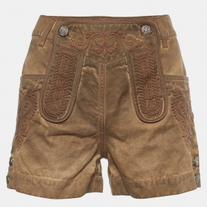 Chanel Brown Cotton Embroidered Overdyed Shorts S