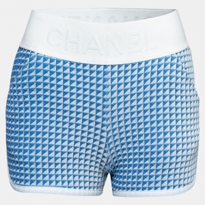 Chanel Blue Textured Synthetic Track Shorts S