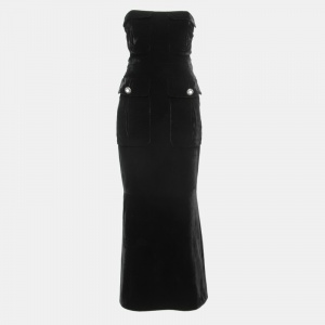 Chanel Monochrome Velvet Strapless Dress M