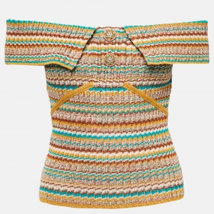 Chanel Multicolor Knit Off-Shoulder Top S