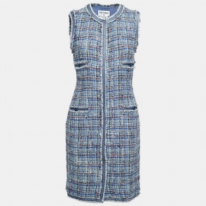Chanel Blue/Multicolor Tweed Sleeveless Midi Dress M