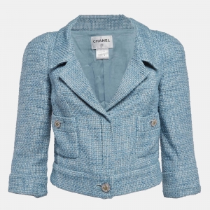 Chanel Light Blue Tweed Jacket S