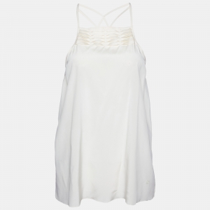 Chanel Cream Stretch Silk Strappy Top L 