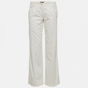 Chanel Off-White Cotton Wide-Leg Trousers M
