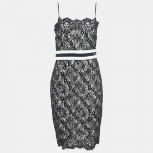 Chanel Black Floral Lace Mini Sleeveless Dress M