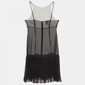 Chanel Black Sheer Silk Mini Sleeveless Dress M
