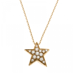 Chanel Comete Star Diamond And Yellow Gold Pendant Necklace
