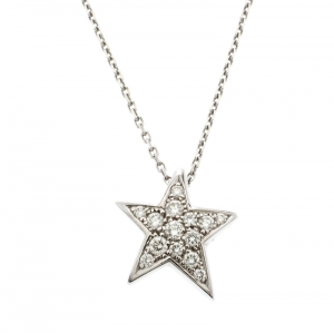 Chanel Comete 18k White Gold And Diamonds Star Necklace