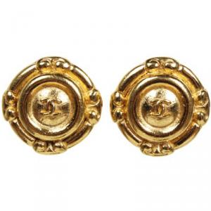 Chanel CC Vintage 1970 Gold Tone Clip-On Earrings